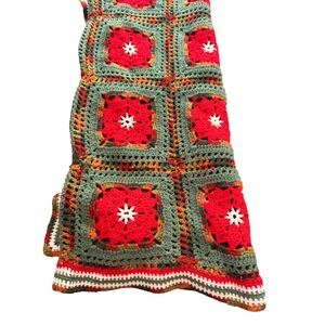 Handmade Knot Crochet Granny Square Throw Blanket Home Lounge Moody Rustic